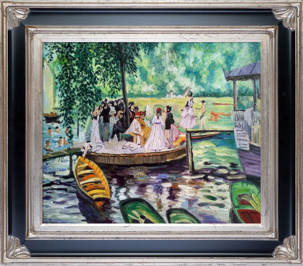 La Grenouillere (The Frog Pond) Pre-Framed - Corinthian Aged Silver Frame 20"X24"