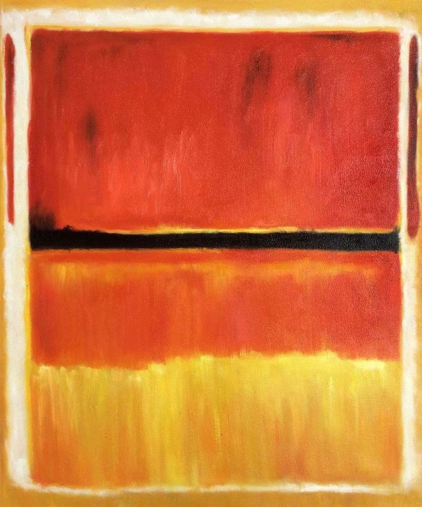 Untitled (Violet, Black, Orange, Yellow on White and Red), 1949