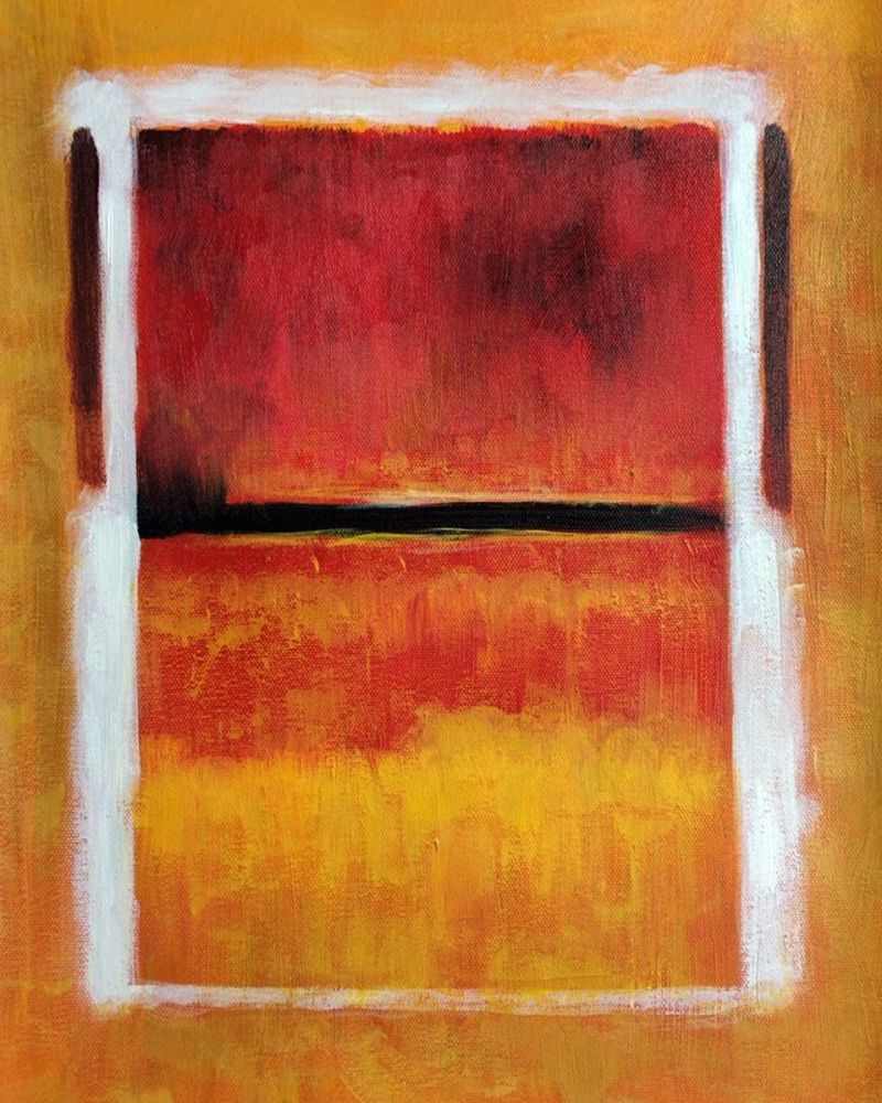 Untitled (Violet, Black, Orange, Yellow on White and Red), 1949