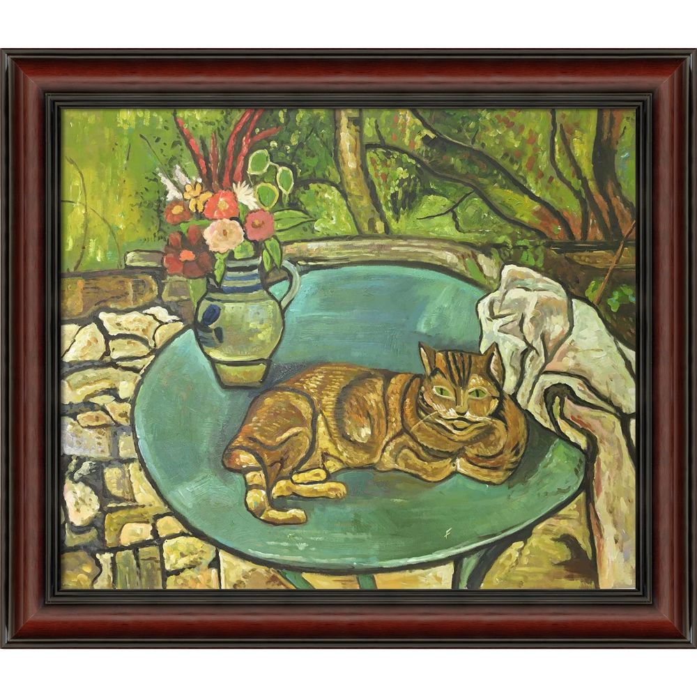 Raminou and Pitcher with Carnations Pre-framed - Grecian Wine Frame 20" X 24"