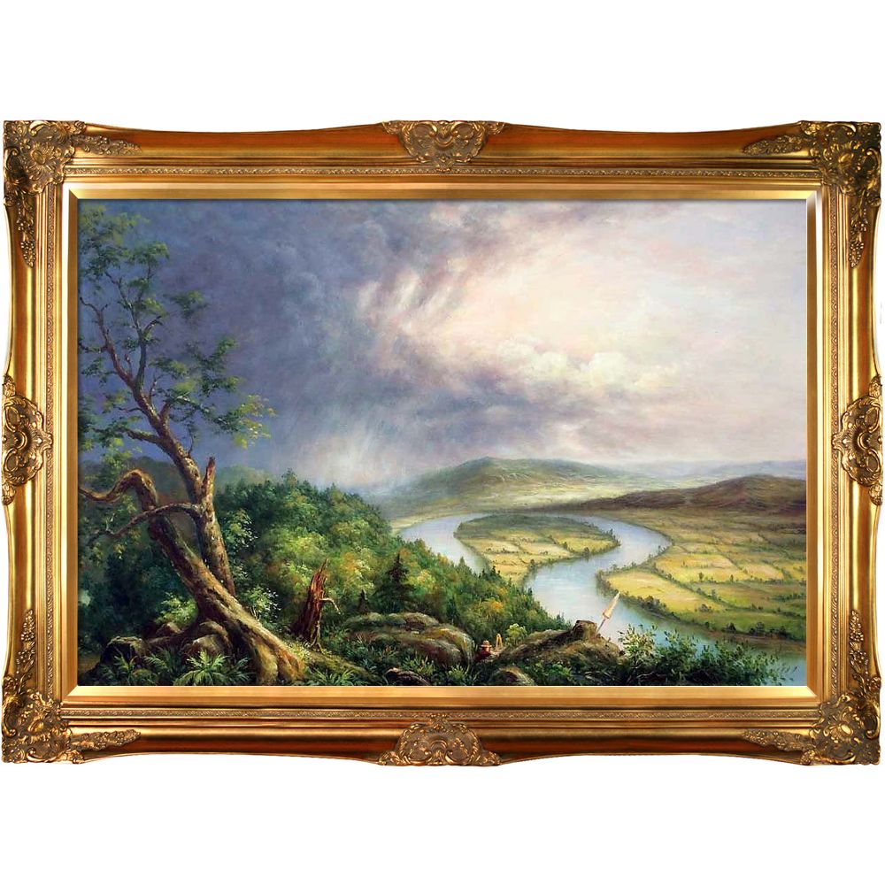Sketch for View from Mount Holyoke, Northampton, Massachusetts, after a Thunderstorm (The Oxbow) Pre-framed - Victorian Gold Frame 24"X36"