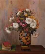 Bouquet of Flowers: Chrysanthemums in a China Vase
