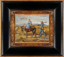 Peasant Couple Going To Work Pre-Framed
