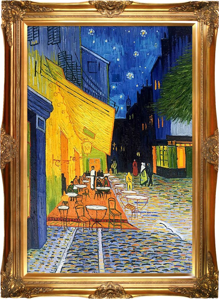 Cafe Terrace at Night Pre-Framed - Victorian Gold Frame 24"X36"