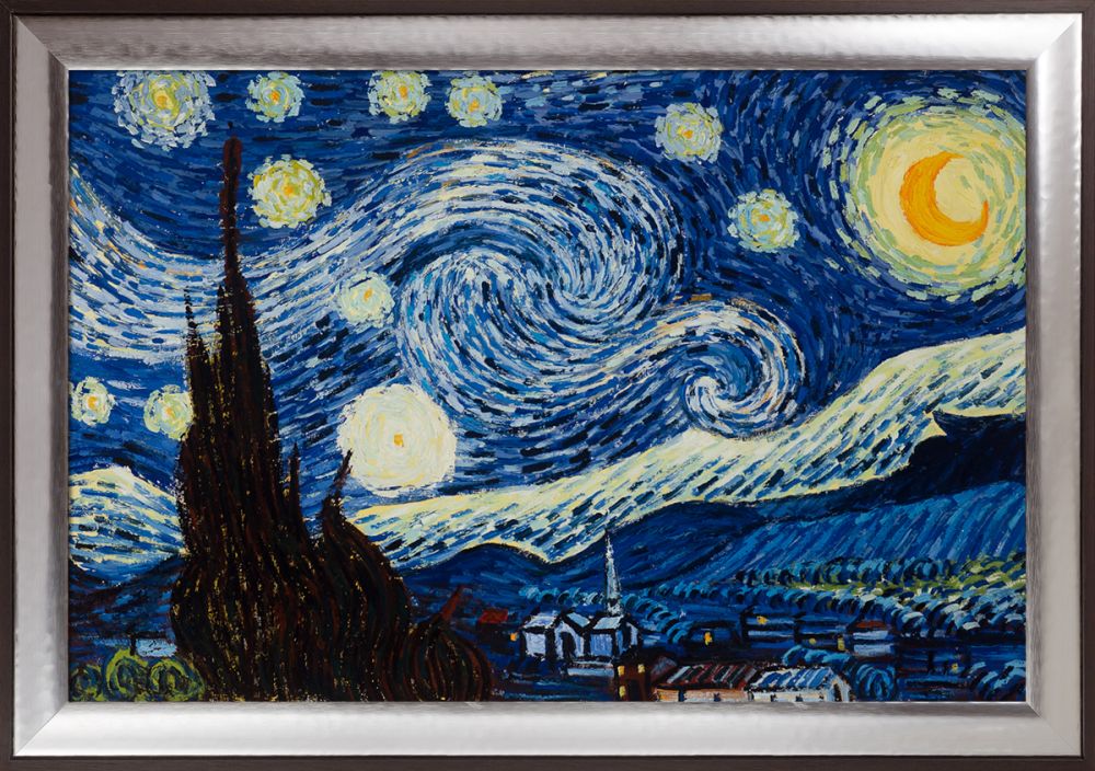 Starry Night Pre-Framed - Magnesium Silver Frame 24" X 36"