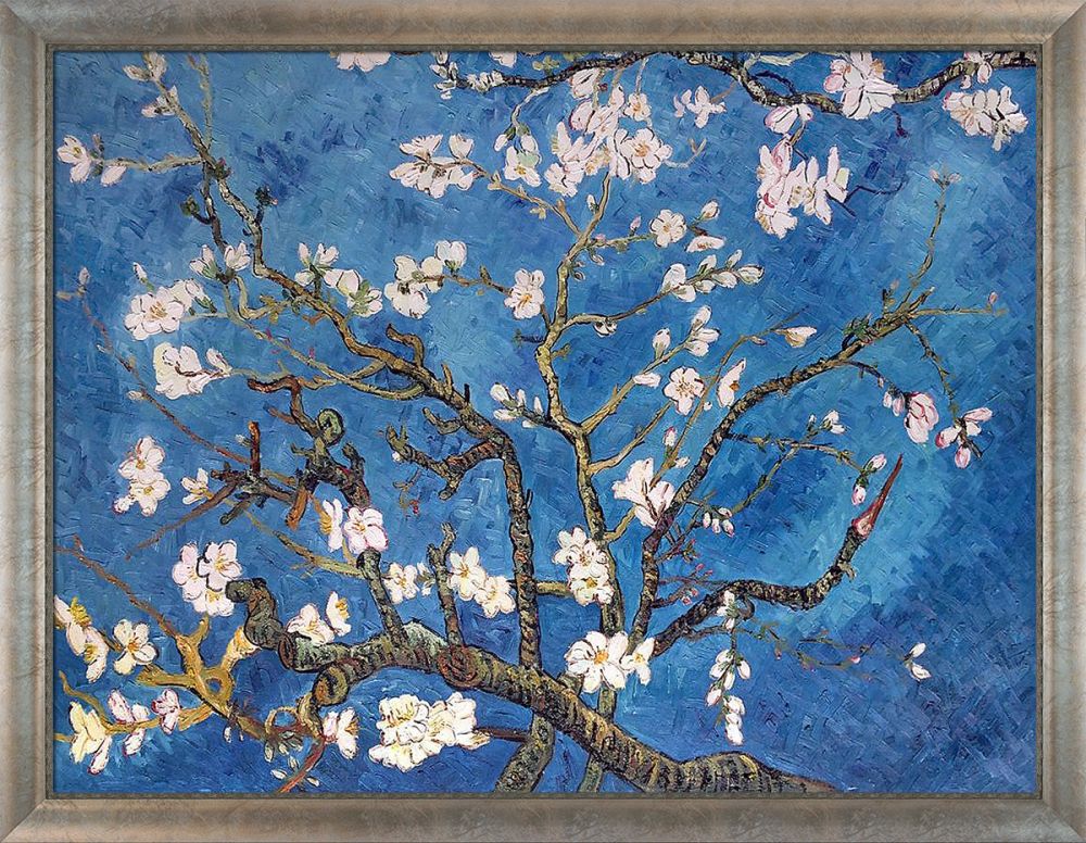 Branches of an Almond Tree in Blossom Pre-Framed - Champage Scoop with Swirl Lip Frame 36"X48"
