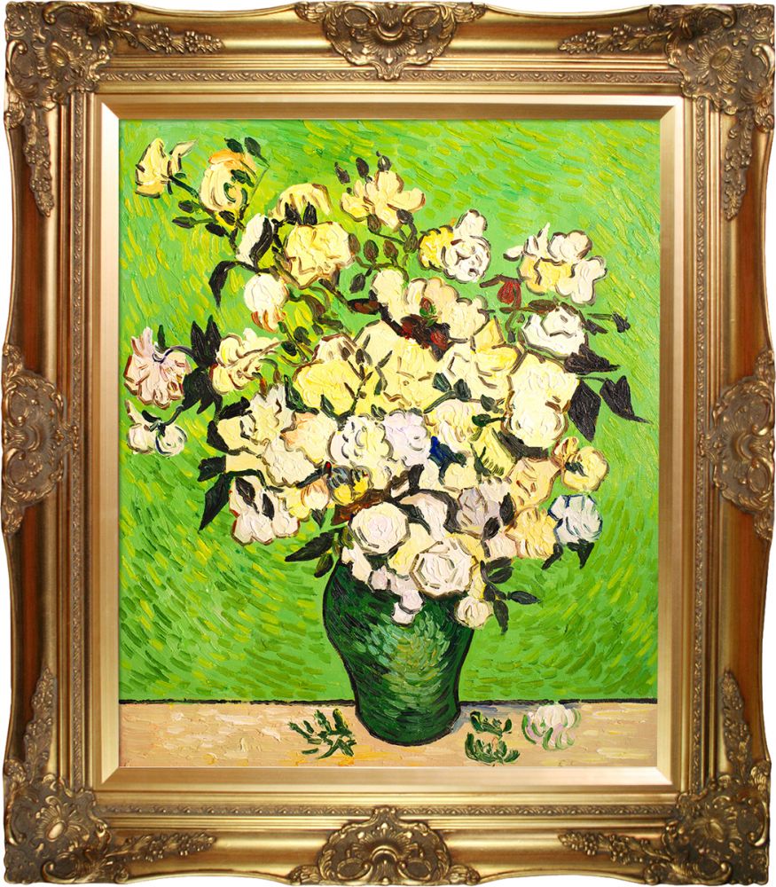 Vase with Roses Pre-Framed - Victorian Gold Frame 20"X24"