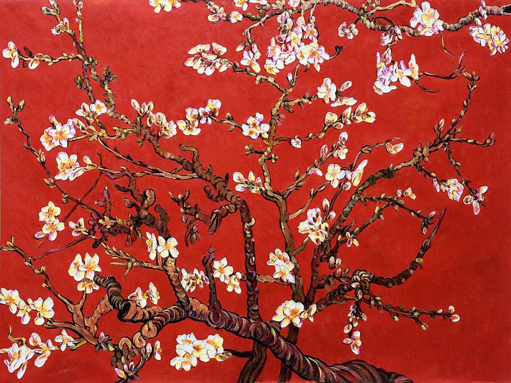 Branches of an Almond Tree in Blossom, Ruby Red