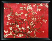 Branches of an Almond Tree in Blossom, Ruby Red Pre-Framed