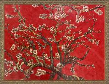 Branches of an Almond Tree in Blossom, Ruby Red Pre-Framed