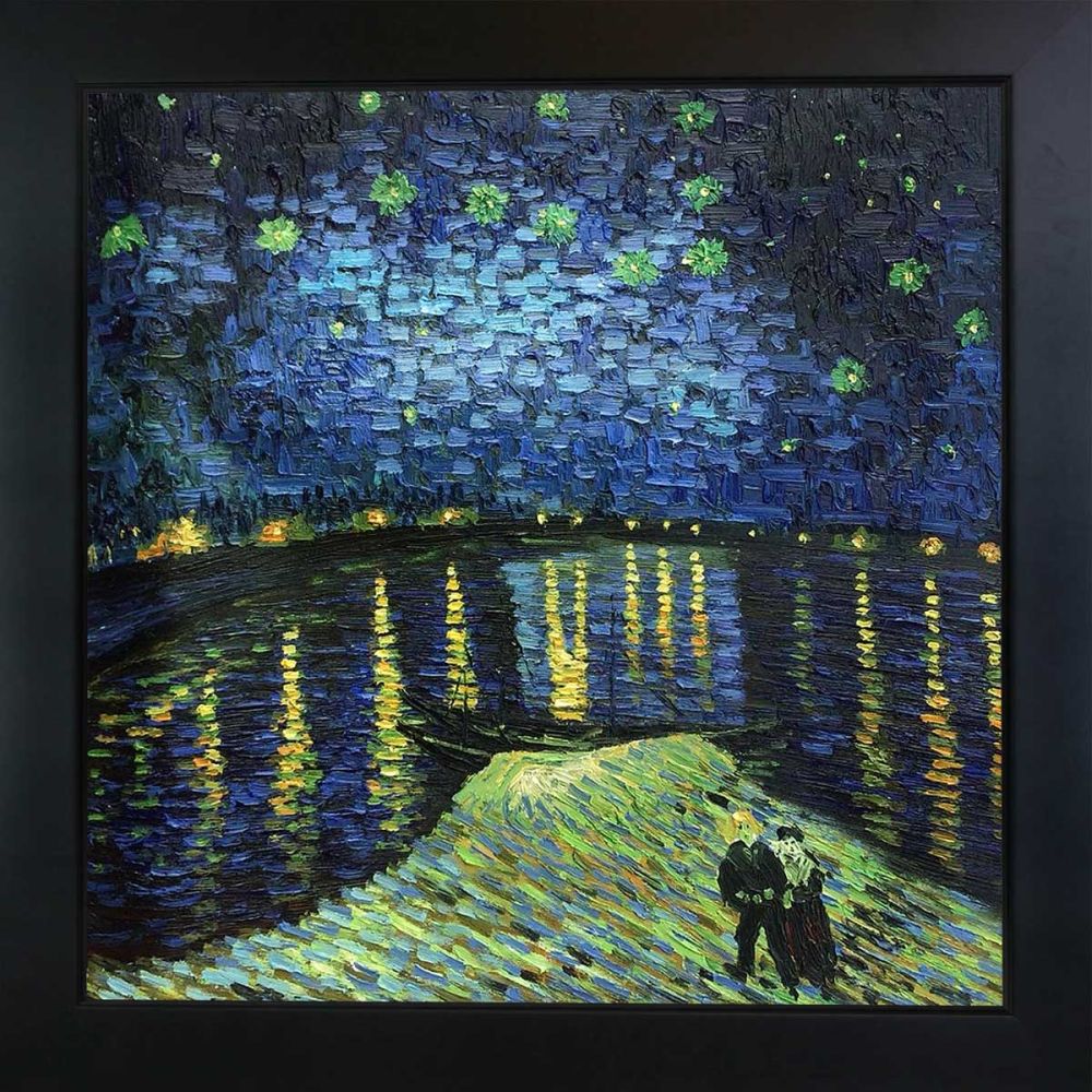 Starry Night Over the Rhone Pre-Framed - New Age Black Frame 24"X24"