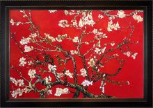 Branches of an Almond Tree in Blossom, Ruby Red Pre-Framed