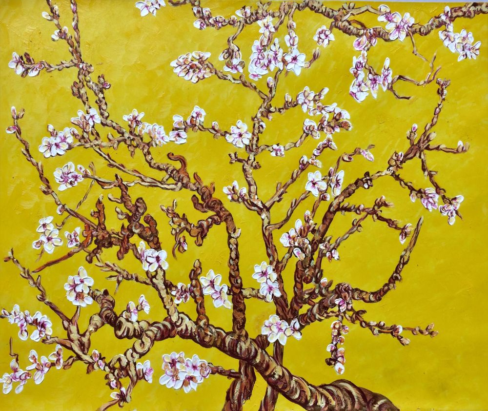 Branches of an Almond Tree in Blossom, Citrine Yellow