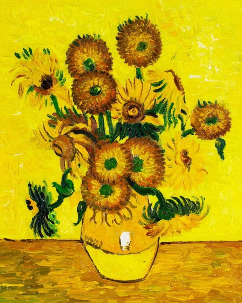 Vase with Fifteen Sunflowers
