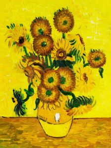 Vase with Fifteen Sunflowers