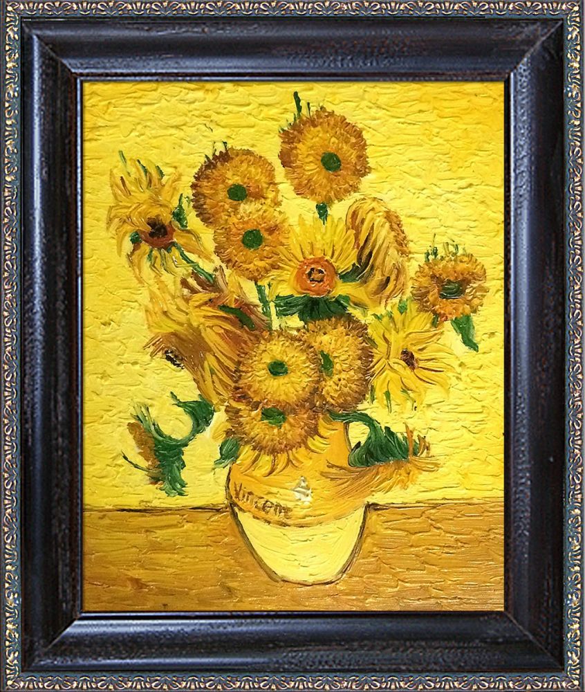 Vase with Fifteen Sunflowers Pre-Framed - La Scala Frame 8"X10"