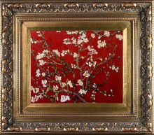 Branches of an Almond Tree in Blossom, Ruby Red Pre-Framed