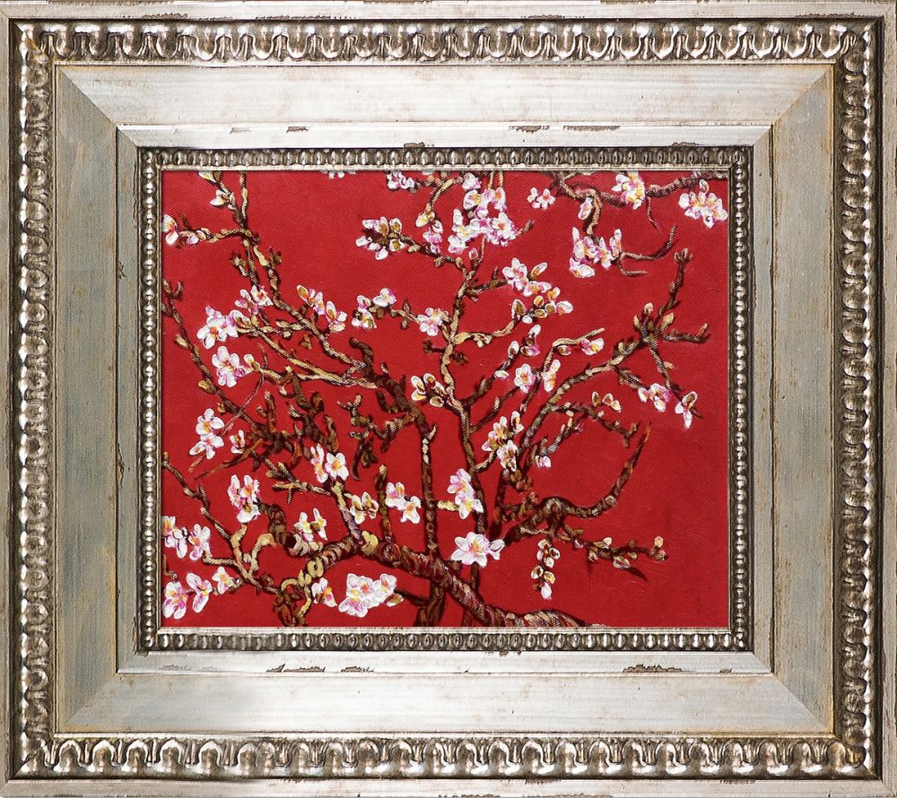 Branches of an Almond Tree in Blossom, Ruby Red Pre-Framed - Versailles Silver King Frame 8" X 10"