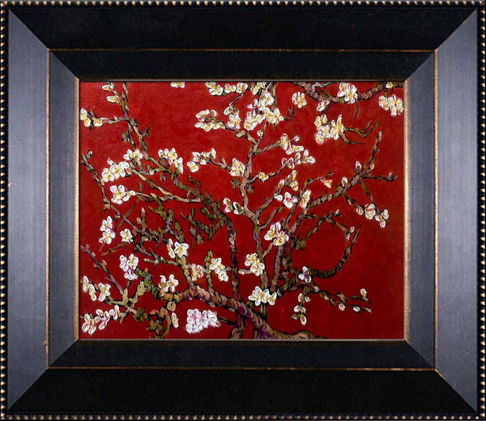 Branches of an Almond Tree in Blossom, Ruby Red Pre-Framed - Veine D'Or Bronze Angled Frame 8"X10"