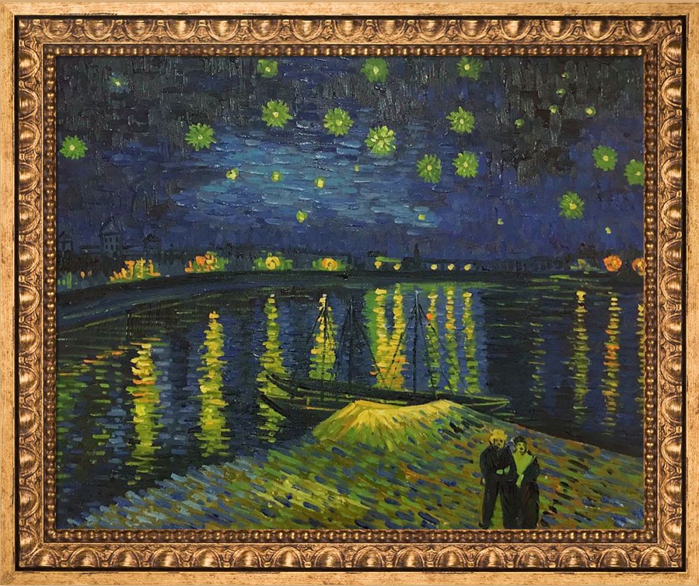 Starry Night Over the Rhone Pre-Framed - Versailles Gold Frame 16" X 20"