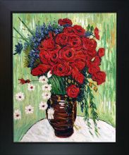 Vase with Daisies and Poppies Pre-Framed