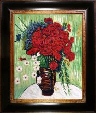 Vase with Daisies and Poppies Pre-Framed