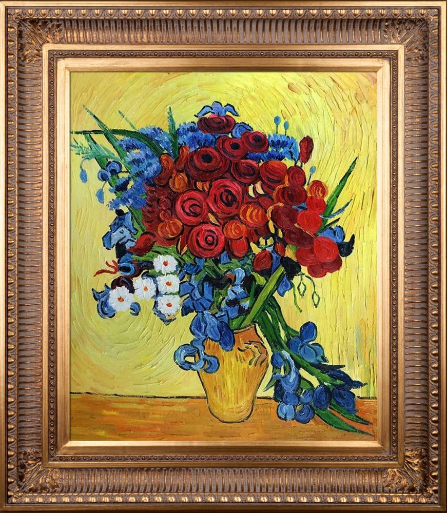 Poppies and Iris Collage Pre-Framed - Regal Gold Frame 20"X24"