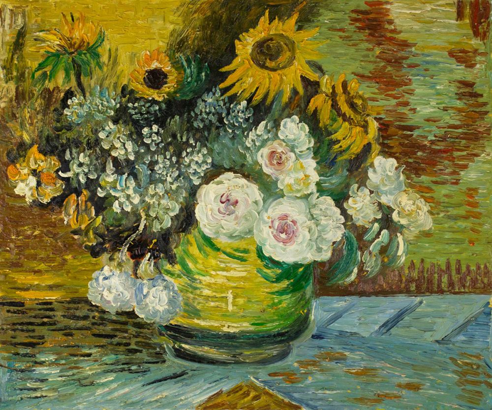 Sunflowers, Roses and Other Flowers, 1886 (Affordable Line) Reproduction