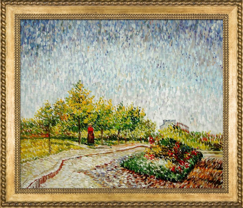 Lane in the Argenson Park at Asnieres Spring Pre-Framed - Verona Gold Braid Frame 20"X24"