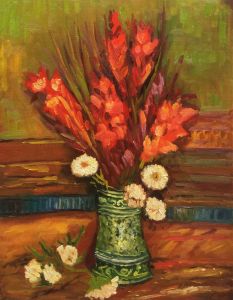 Vase with Red Gladioli