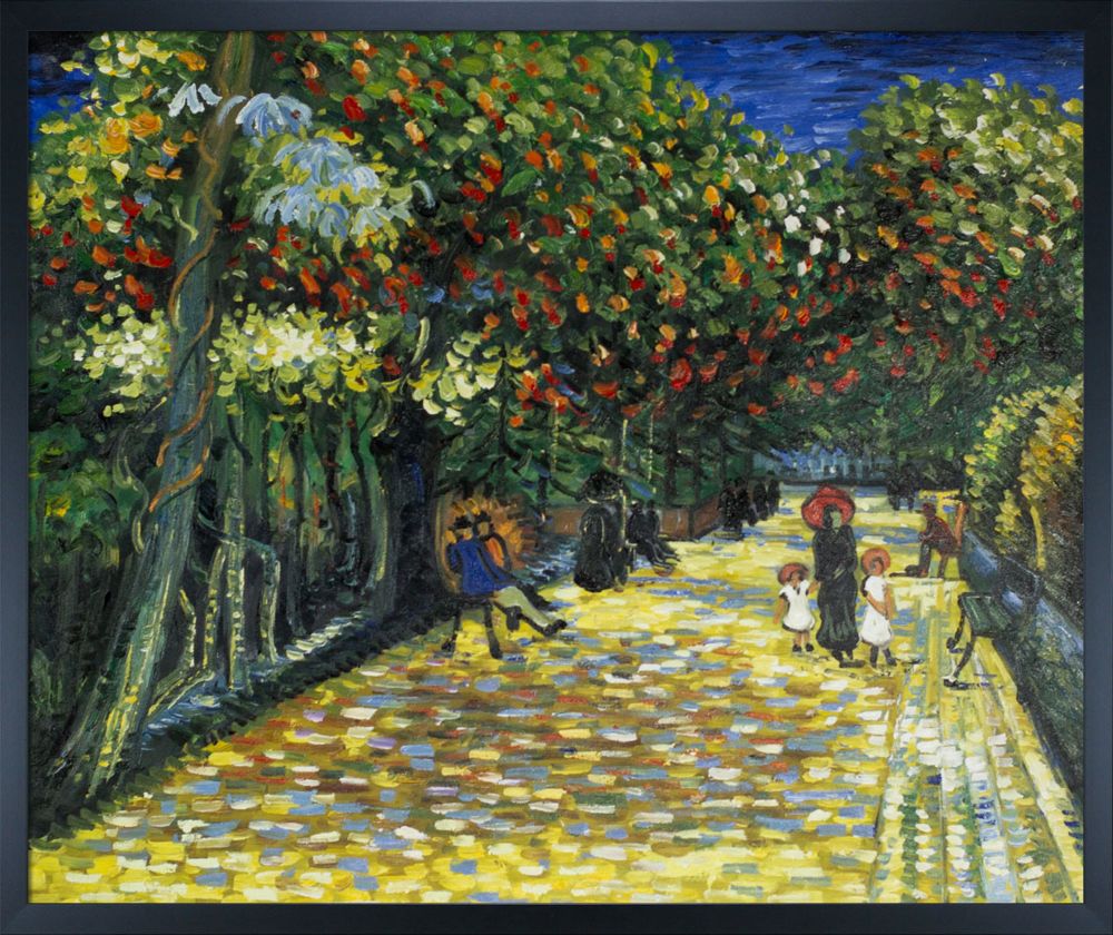 Avenue with Flowering Chestnut Trees at Arles Pre-framed - Studio Black Wood Frame 20"X24"
