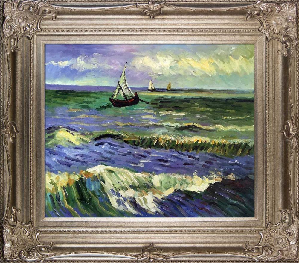 Seascape at Saintes maries Pre-Framed - Renaissance Champagne Frame 20"X24"