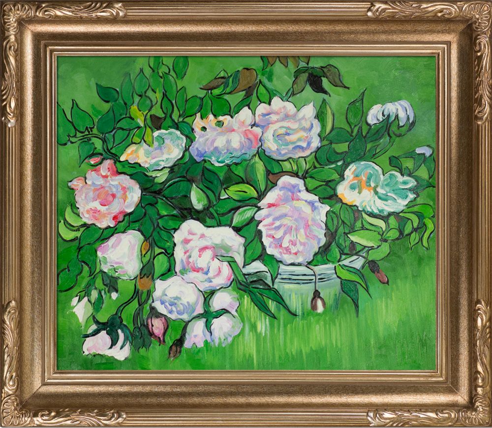 Still Life - Pink Roses Pre-Framed - Florentine Dark Champagne Frame 20"X24"