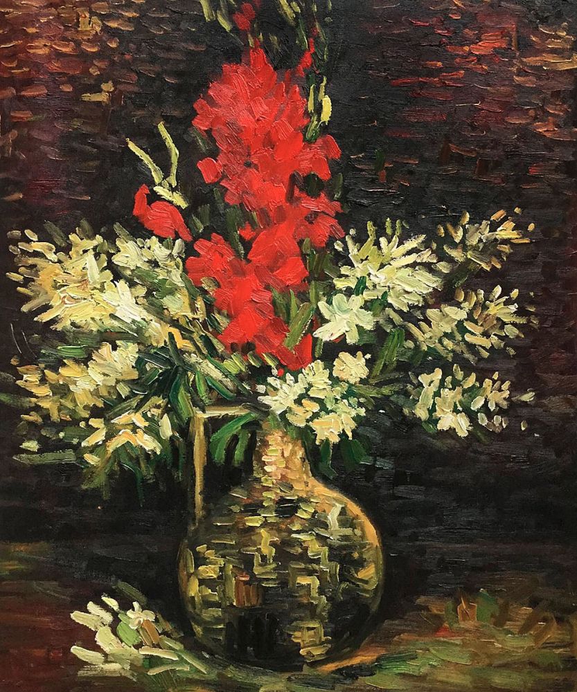 Vase with Gladioli and Carnations