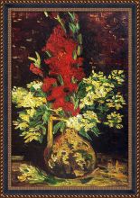 Vase with Gladioli and Carnations Pre-Framed
