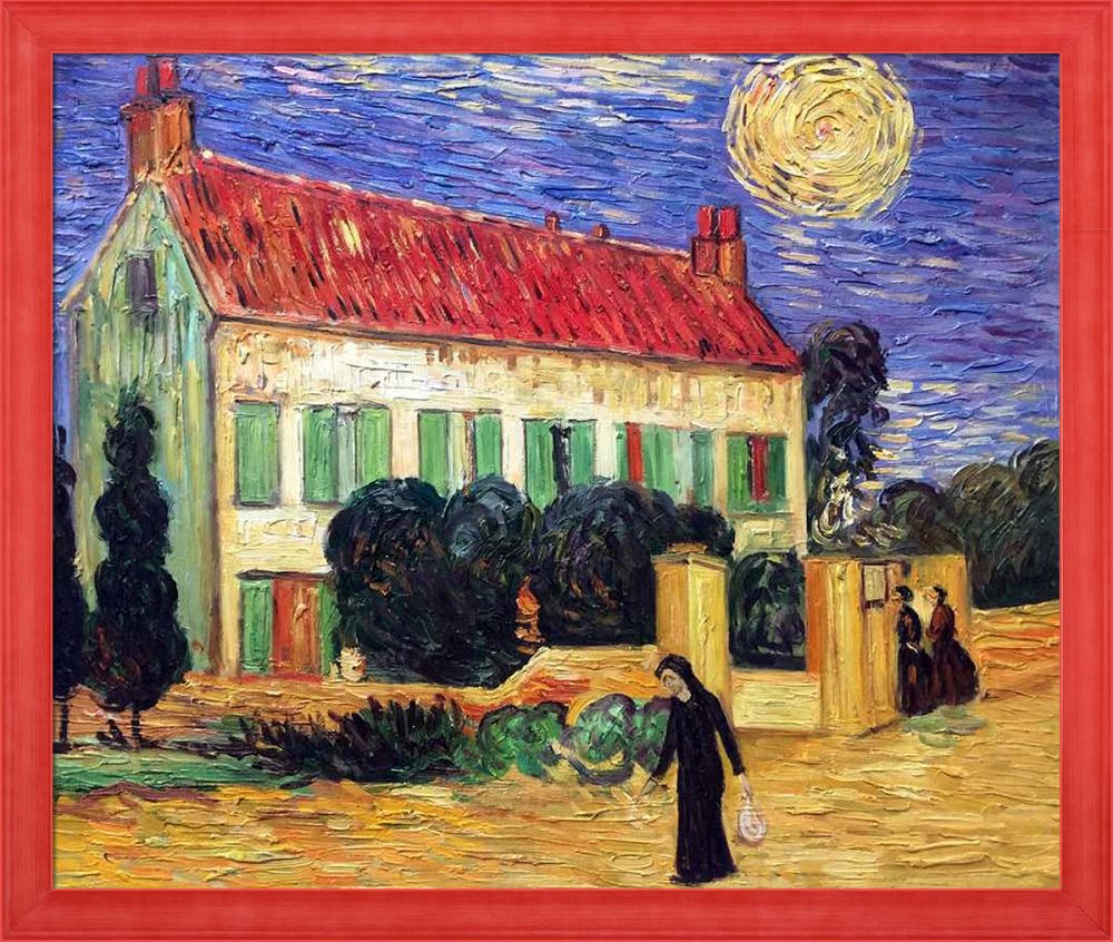 White House at Night Pre-Framed - Jubilee Red Frame 20" X 24"