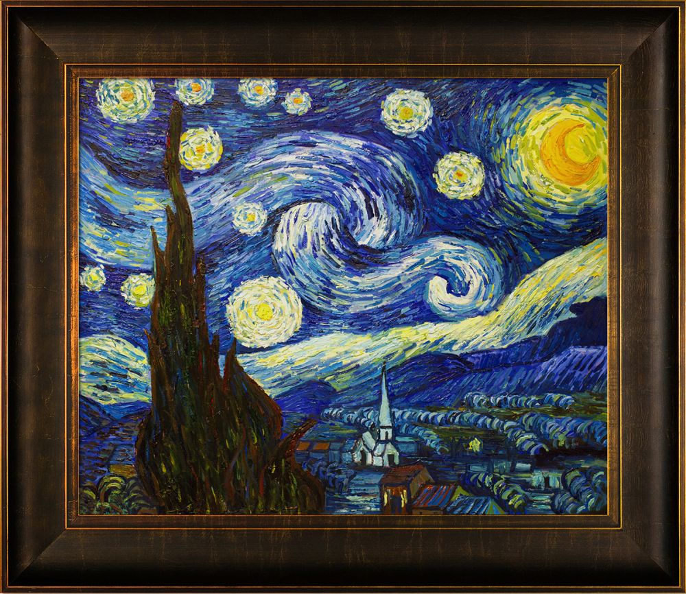Starry Night Pre-Framed - Veine D'Or Bronze Scoop Frame 20"X24"