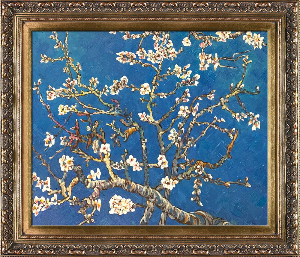 Branches of an Almond Tree in Blossom Pre-Framed - Baroque Antique Gold Frame 20"X24"