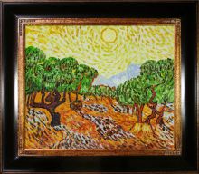 Olive Trees with Yellow Sun and Sky Pre-Framed