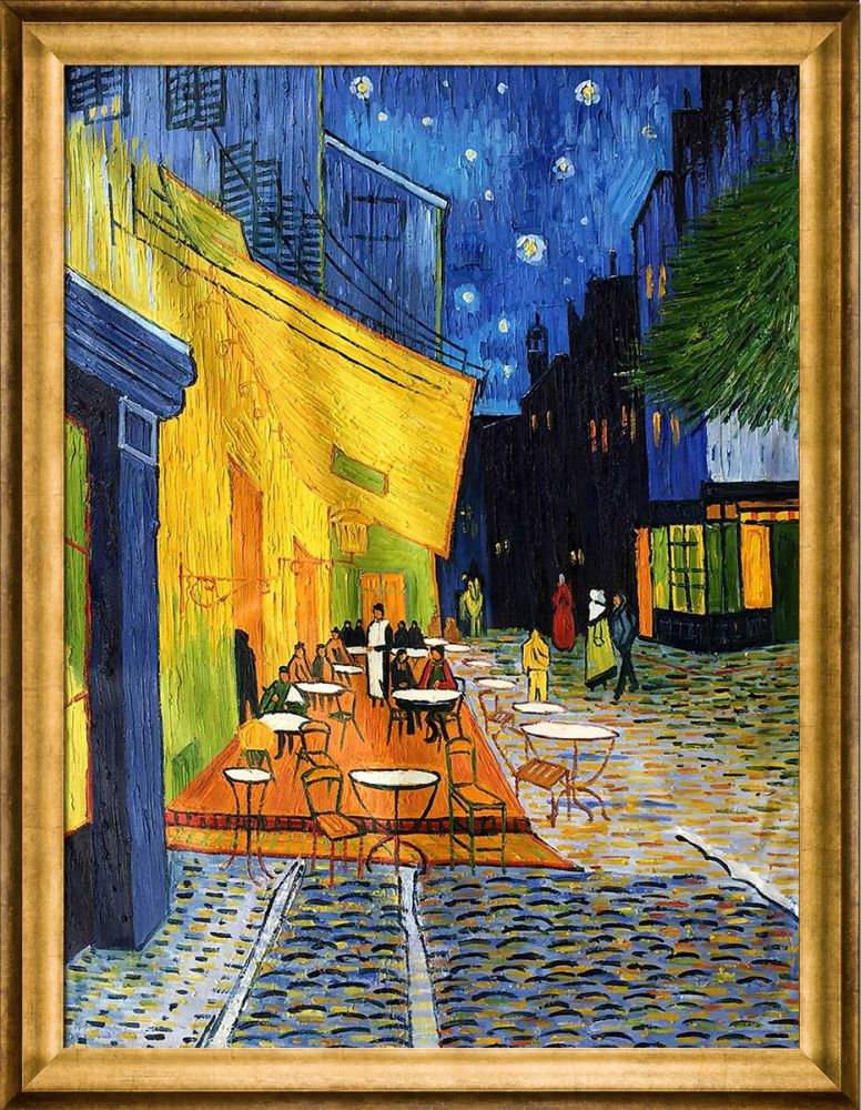 Cafe Terrace at Night Pre-Framed - Athenian Gold Frame 30"X40"