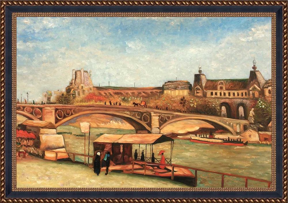 The Pont du Carrousel and the Louvre, 1886 Pre-Framed - Verona Black and Gold Braid 24"X36"