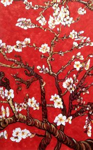 Branches of an Almond Tree in Blossom, Ruby Red (Portrait)