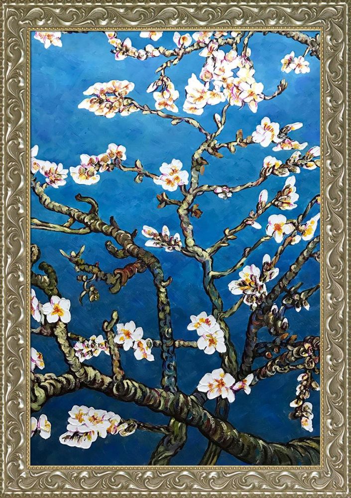 Branches Of An Almond Tree In Blossom Pre-Framed - Rococo Silver 24"X36"