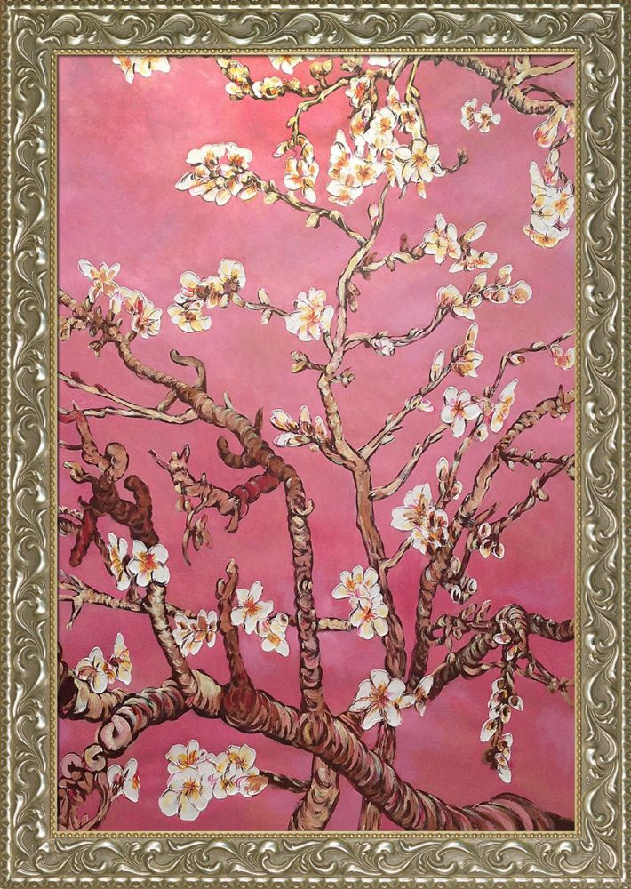 Branches of an Almond Tree in Blossom, Pearl Pink Pre-Framed - Rococo Silver 24"X36"