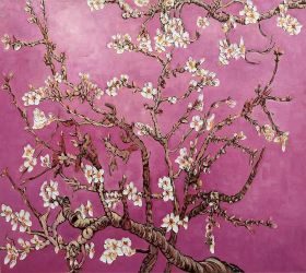 Branches of an Almond Tree in Blossom, Magenta