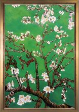 Branches of an Almond Tree in Blossom, Emerald Green Pre-Framed