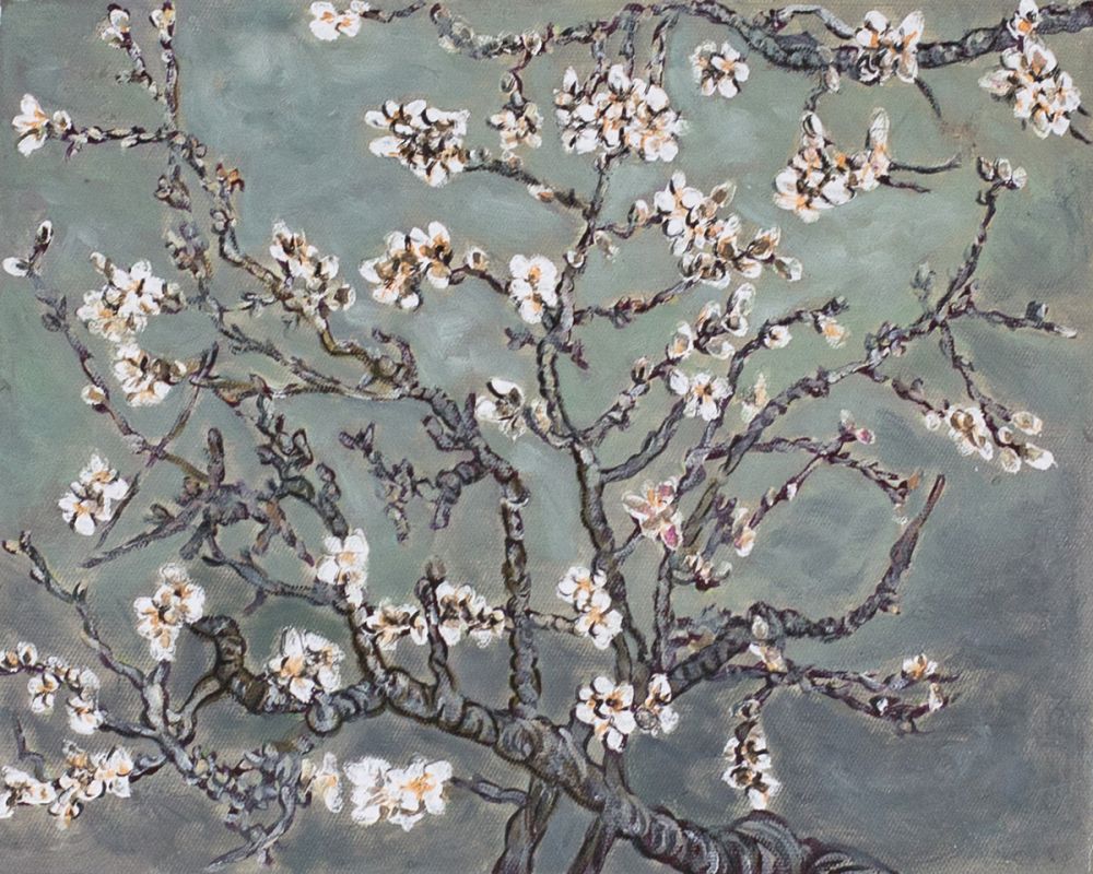 Branches of an Almond Tree in Blossom, Pearl Grey