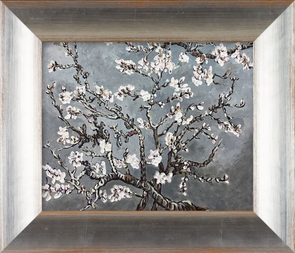 Branches of an Almond Tree in Blossom, Pearl Grey Pre-Framed - Spencer Rustic 8" X 10"