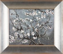 Branches of an Almond Tree in Blossom, Pearl Grey Pre-Framed