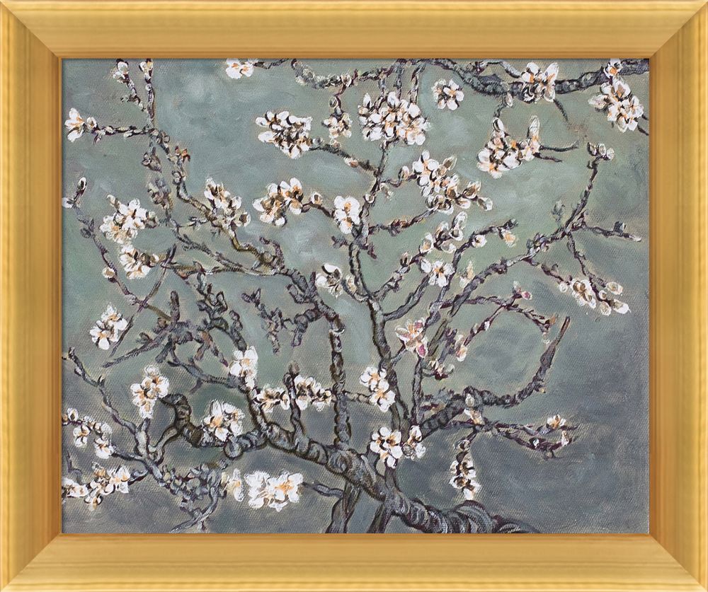 Branches of an Almond Tree in Blossom, Pearl Grey Pre-framed - Piccino Luminoso Frame 8" X 10"